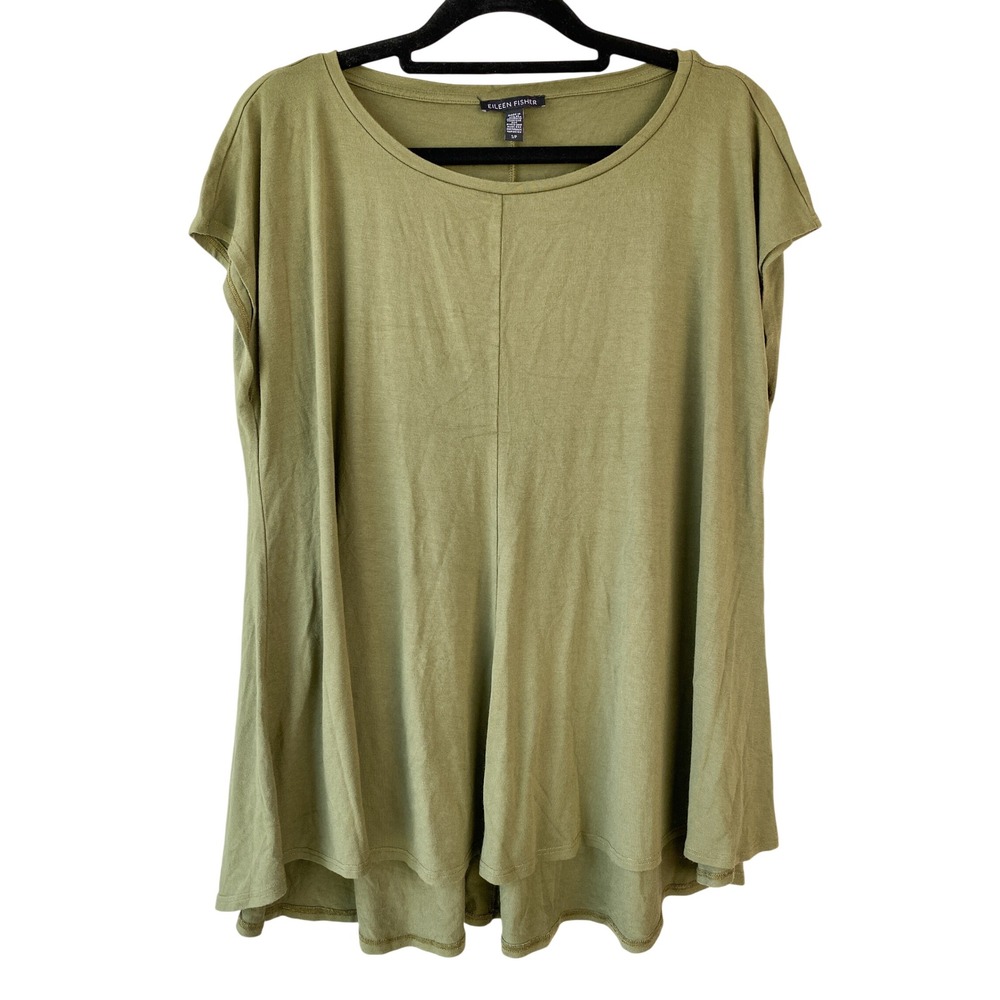 Eileen Fisher Womens Top S Olive Green Stretch Tunic Flowy Basic Minimalist